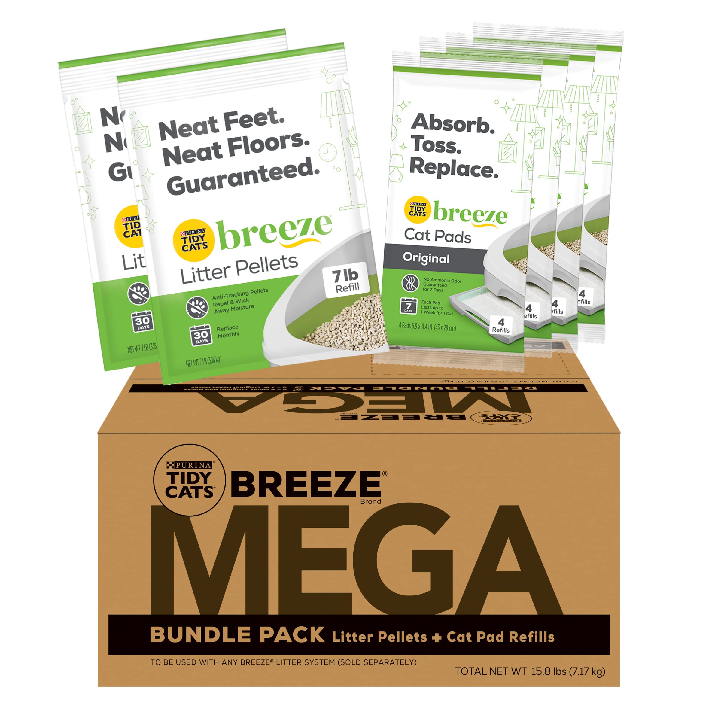 Purina Tidy Cats Breeze Litter System Cat Mega Refill Bundle - 14 lb. Box