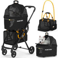 PAWZIDEA Double Pet Stroller for 2 Cats Airline Approved Cat Stroller with Removable Carrier Bag
