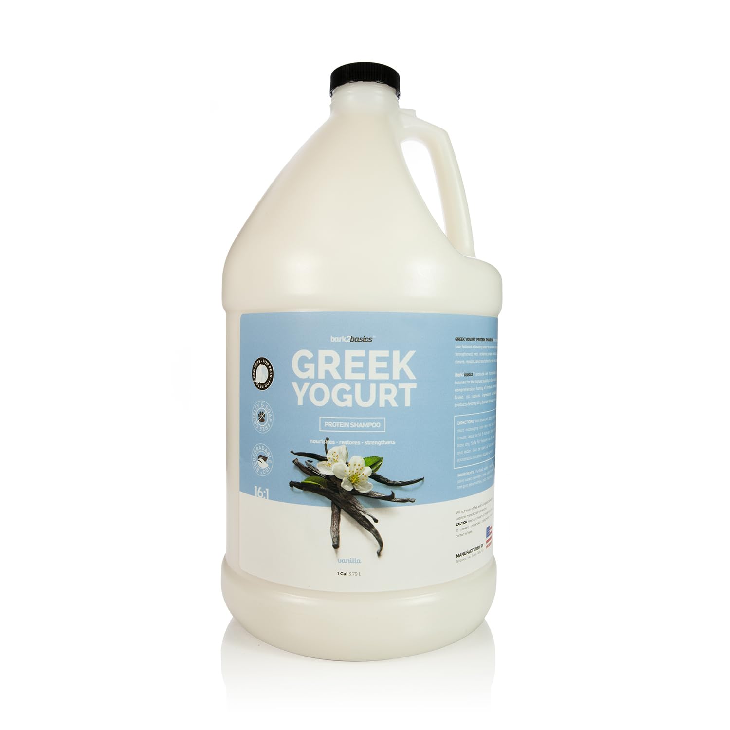 Bark 2 Basics Vanilla Greek Yogurt Pet Shampoo 1 Gallon | Protein Pet Shampoo All Natural Ingredients Cruelty-Free
