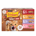Purina Friskies Extra Gravy Wet Cat Food Variety Pack (With Chicken Turkey Salmon Beef) - (Pack of 24) 5.5 oz. Cans