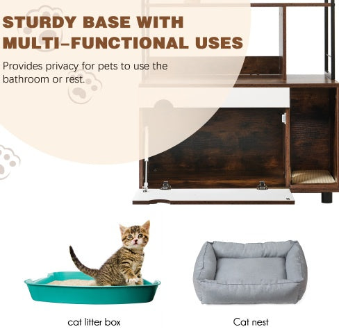 Hidden Litter Box Enclosure With Shelves