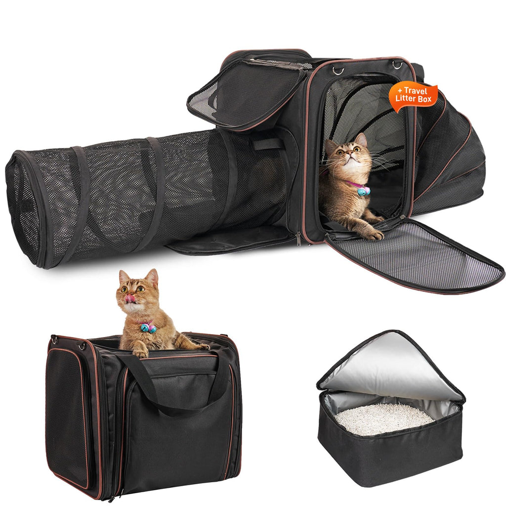 Cat Travel Carrier with Litter Box and Cat Tunnel