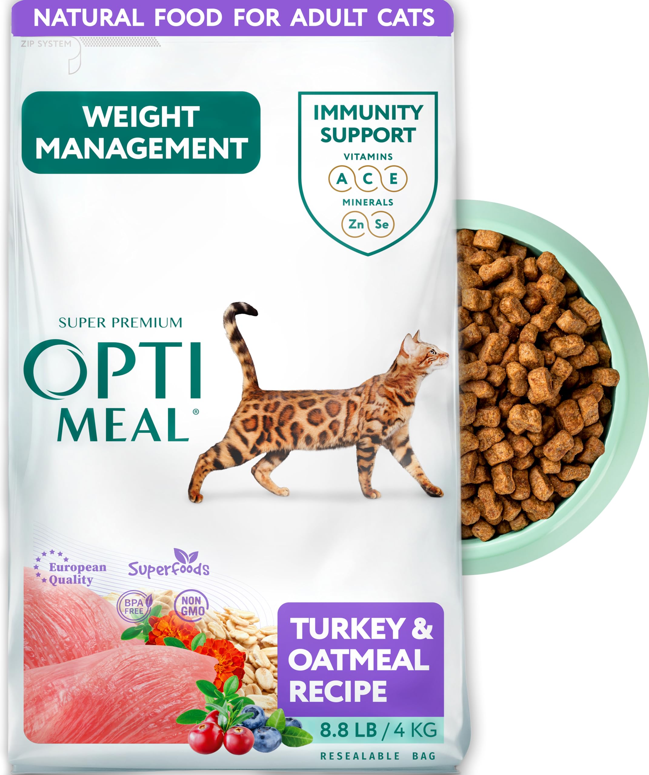 OPtimeal Weight Control Cat Food - Proudly Ukraine (8.8 lbs Turkey & Oatmeal)