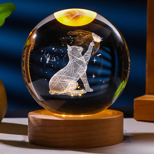 3D Cat Gifts Crystals Ball - Cat Figurines Decor Paperweight
