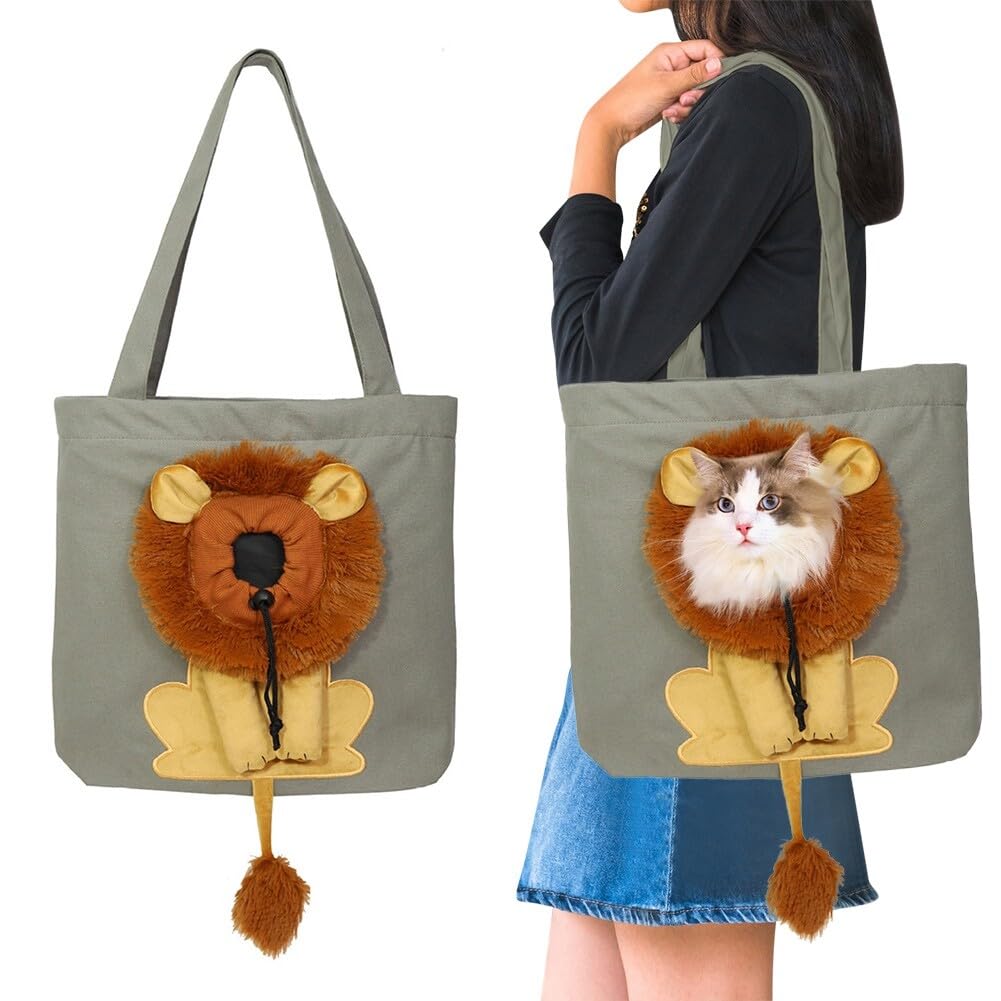 Cat Carrier Tote Bag with Lion Face Hole