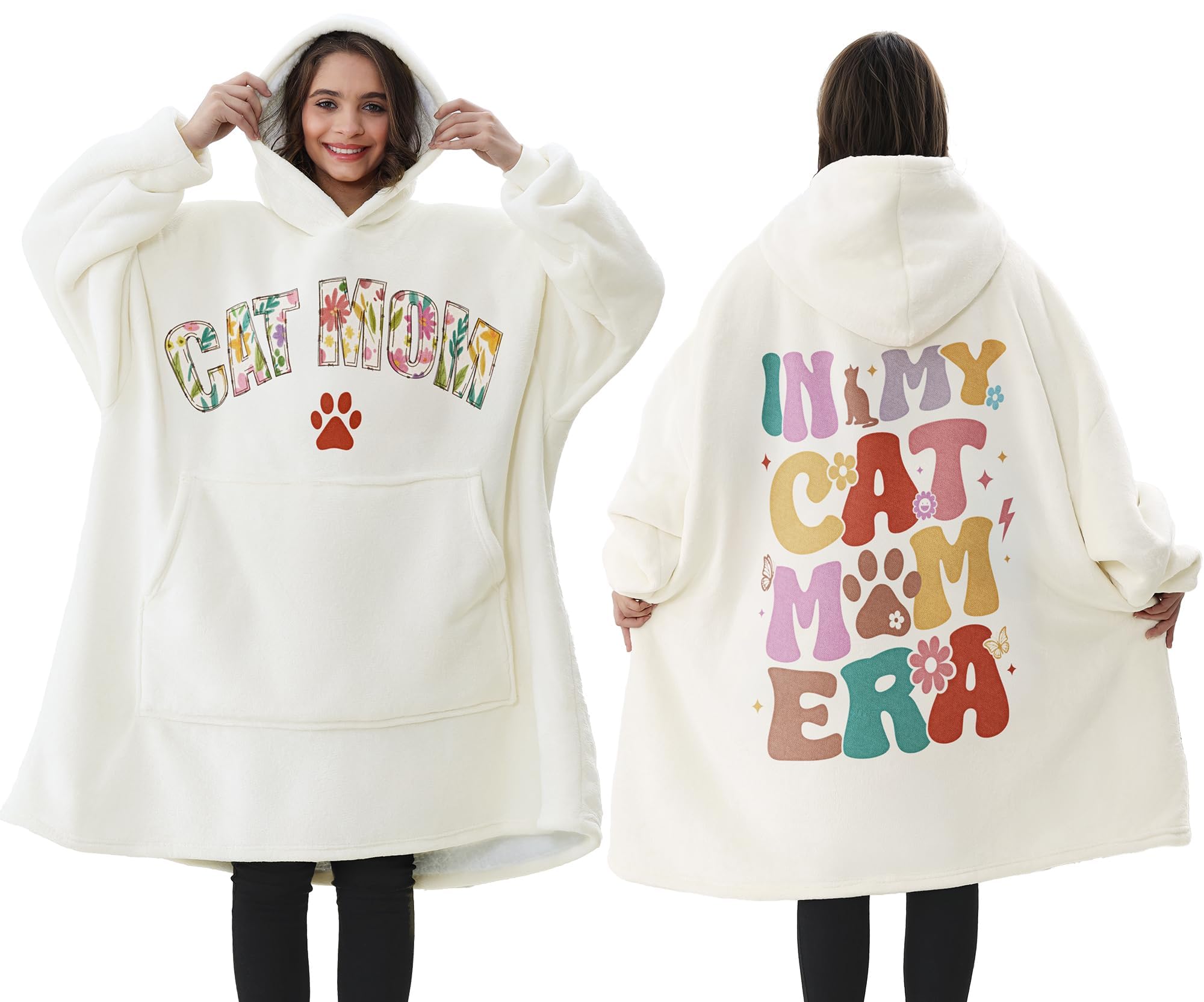 Cat Lover Blanket Hoodie Oversized Sherpa Fleece