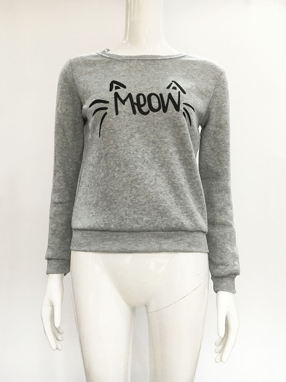 Cute Cat Print Black and Gray Women's Hoodie