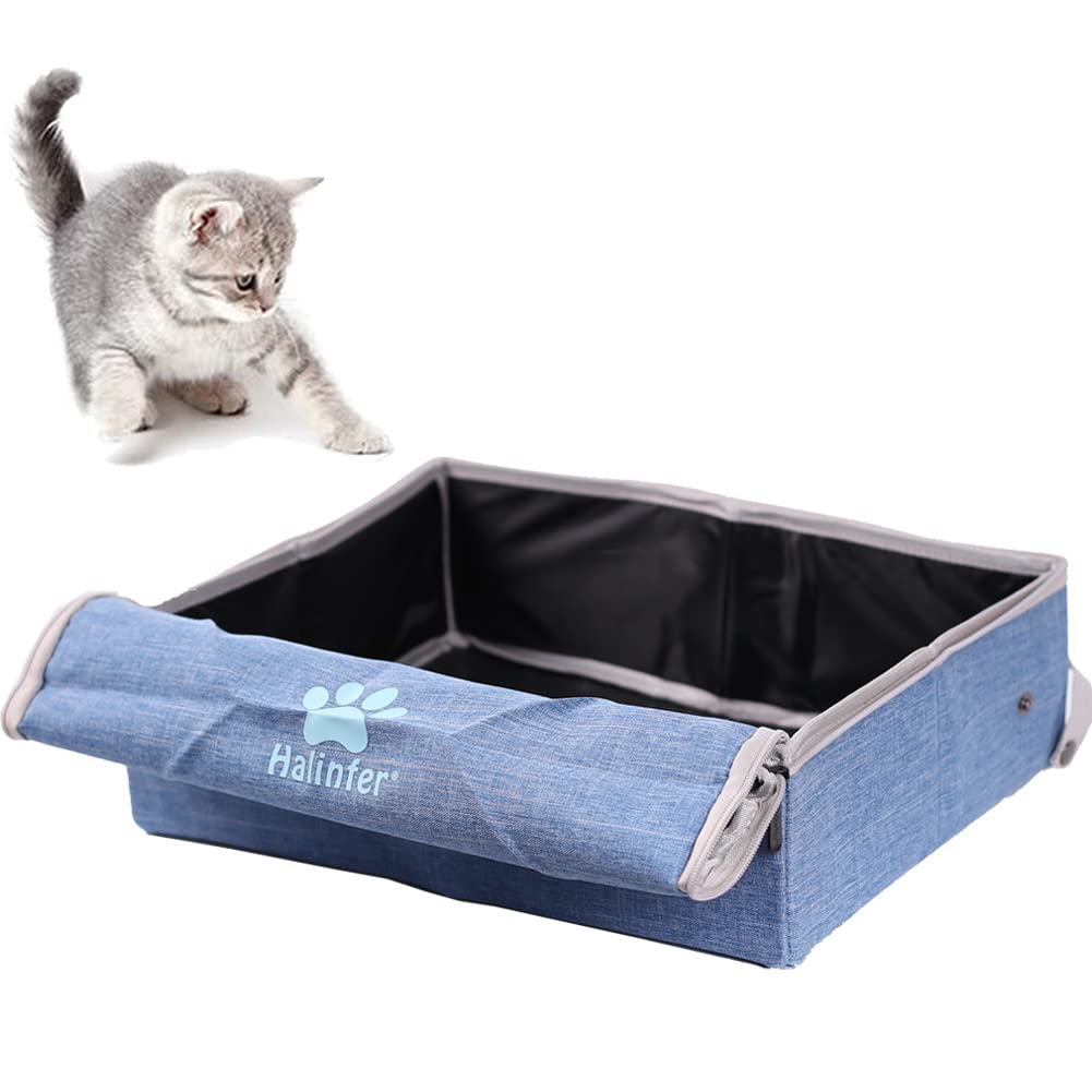 Portable Travel Cat Litter Box Airline Approved Under Seat (Blue Litter Box)