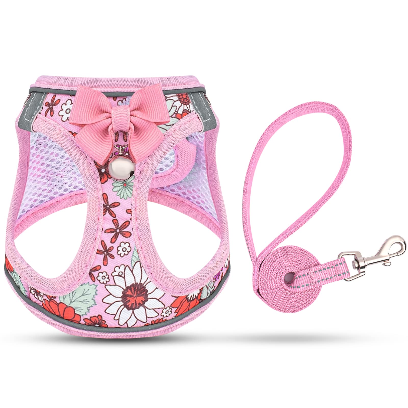SALFSE Cat Harness and Leash Escape Proof Adjustable Cat Vest Harness (Pink XXS-Chest(8.7"-10.2"))