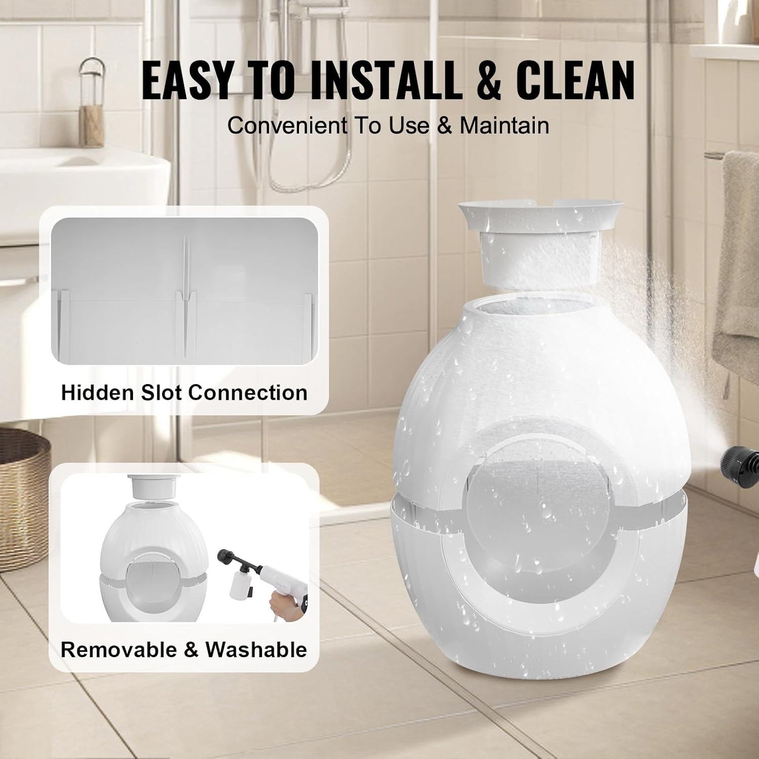 VEVOR Plant Litter Box Enclosed Cat Litter Box with Smart Odor Control System Hidden Litter Box with Detachable Door Curtain Scoop Lighting Decoration & Sturdy ABS Material for Indoor & Outdoor