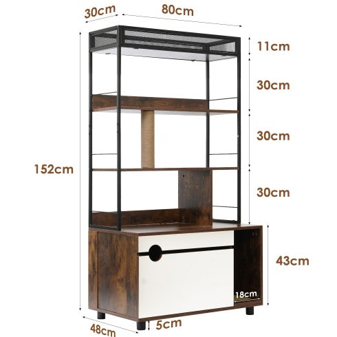 Hidden Litter Box Enclosure With Shelves