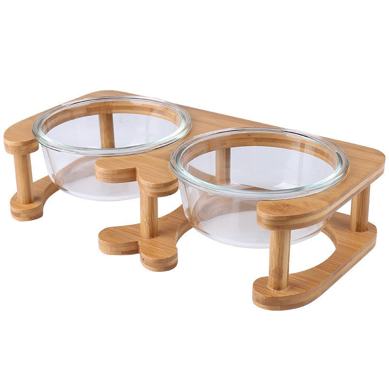 Glass Cat Bowl with Neck Support (Double)