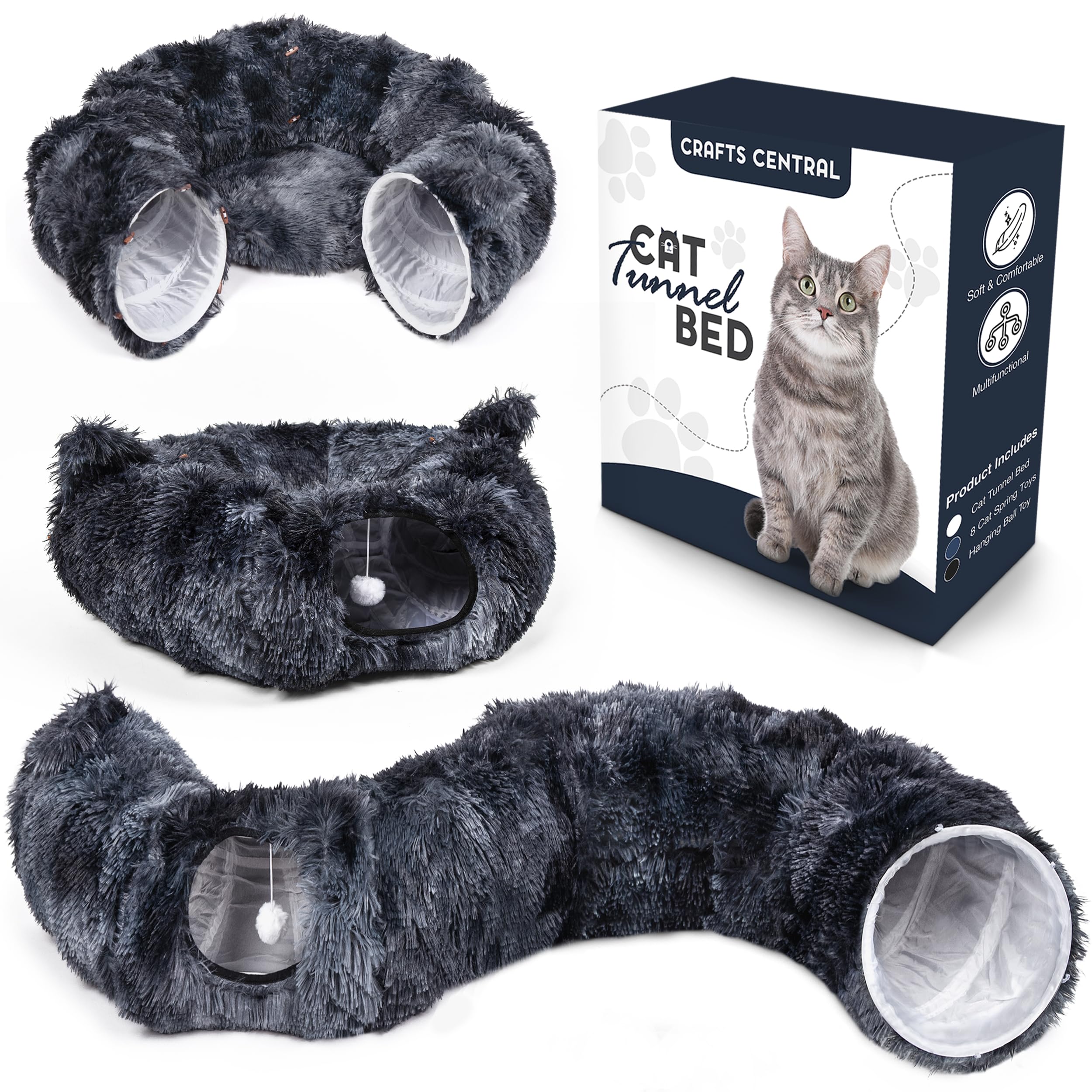 Cat Tunnel Bed with 8 Cat Spring Toys