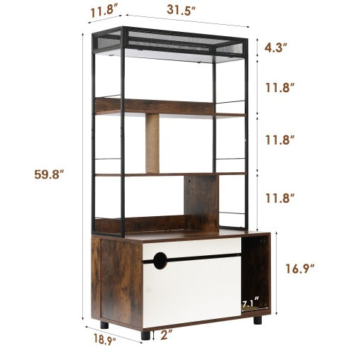 Hidden Litter Box Enclosure With Shelves