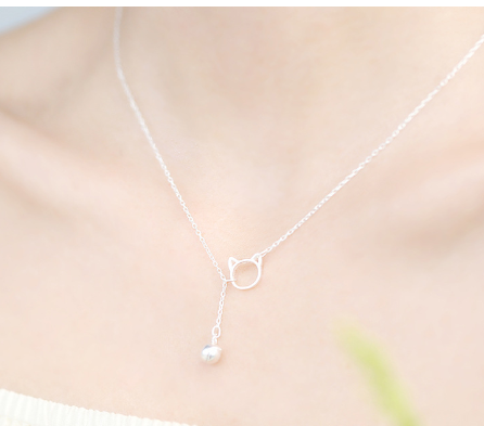 925 Silver Cat Pendant Necklace (One Piece)