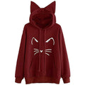 Ladies' Cat Print Ear Hoodie