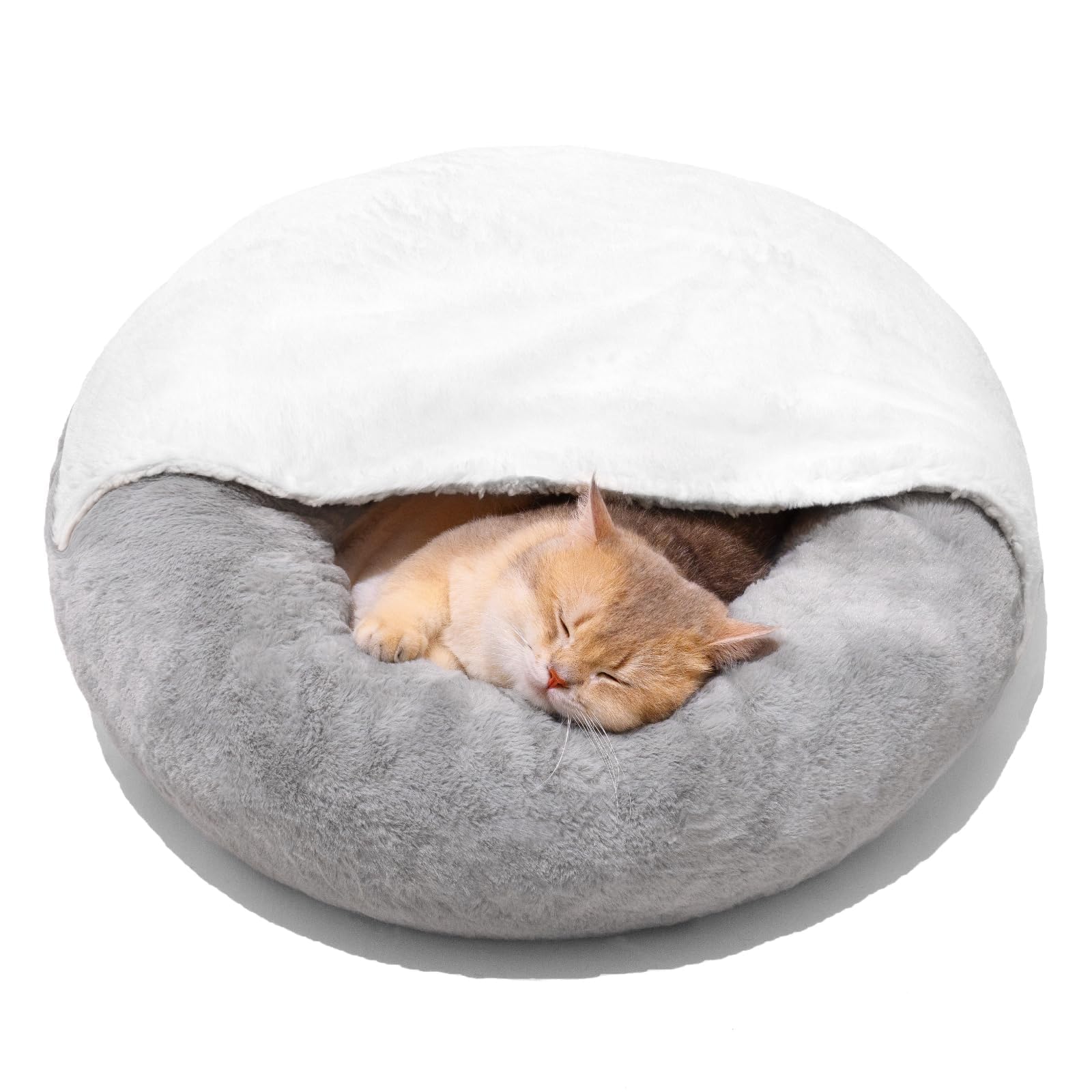MEWOOFUN Cozy Cat Bed Cave (22"x22" Grey)