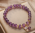Natural Amethyst Cat Pendant Bracelet for Women