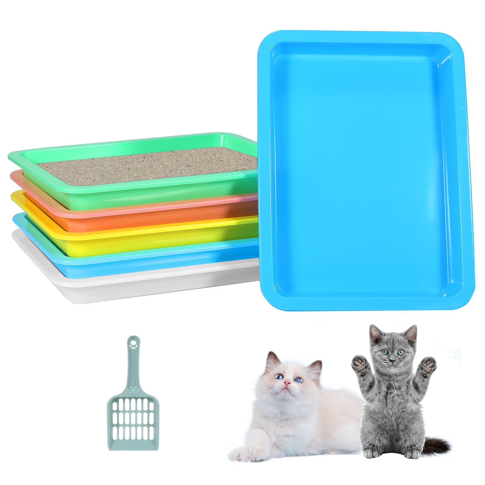 6 Pcs Kitten Litter Box Low Entry 6 Colors