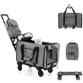 PETSITE 3-in-1 Cat Carrier with Wheels with Telescopic Handle (Grey)