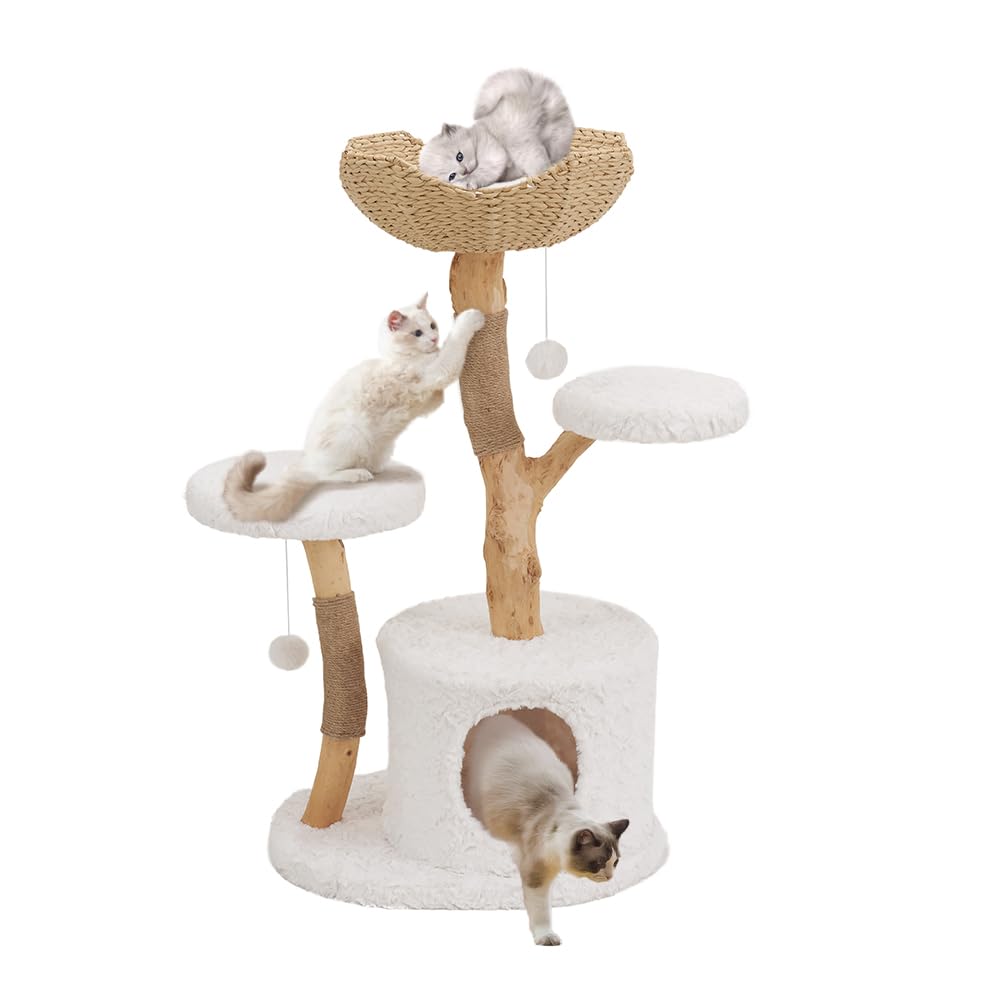 Modern Wooden Cat Tree Tower