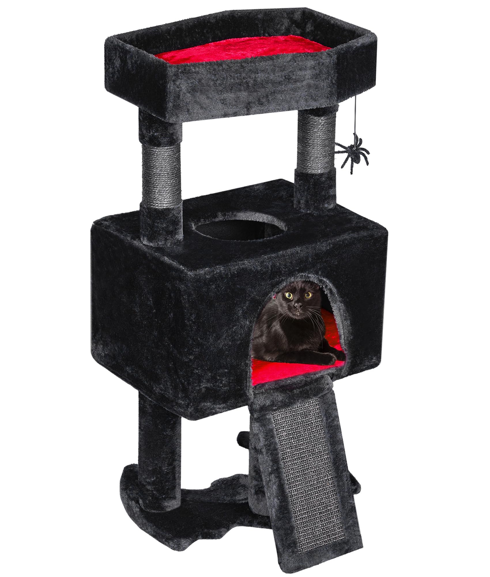 BEWISHOME Gothic Cat Tree with Coffin, Goth Cat Tower