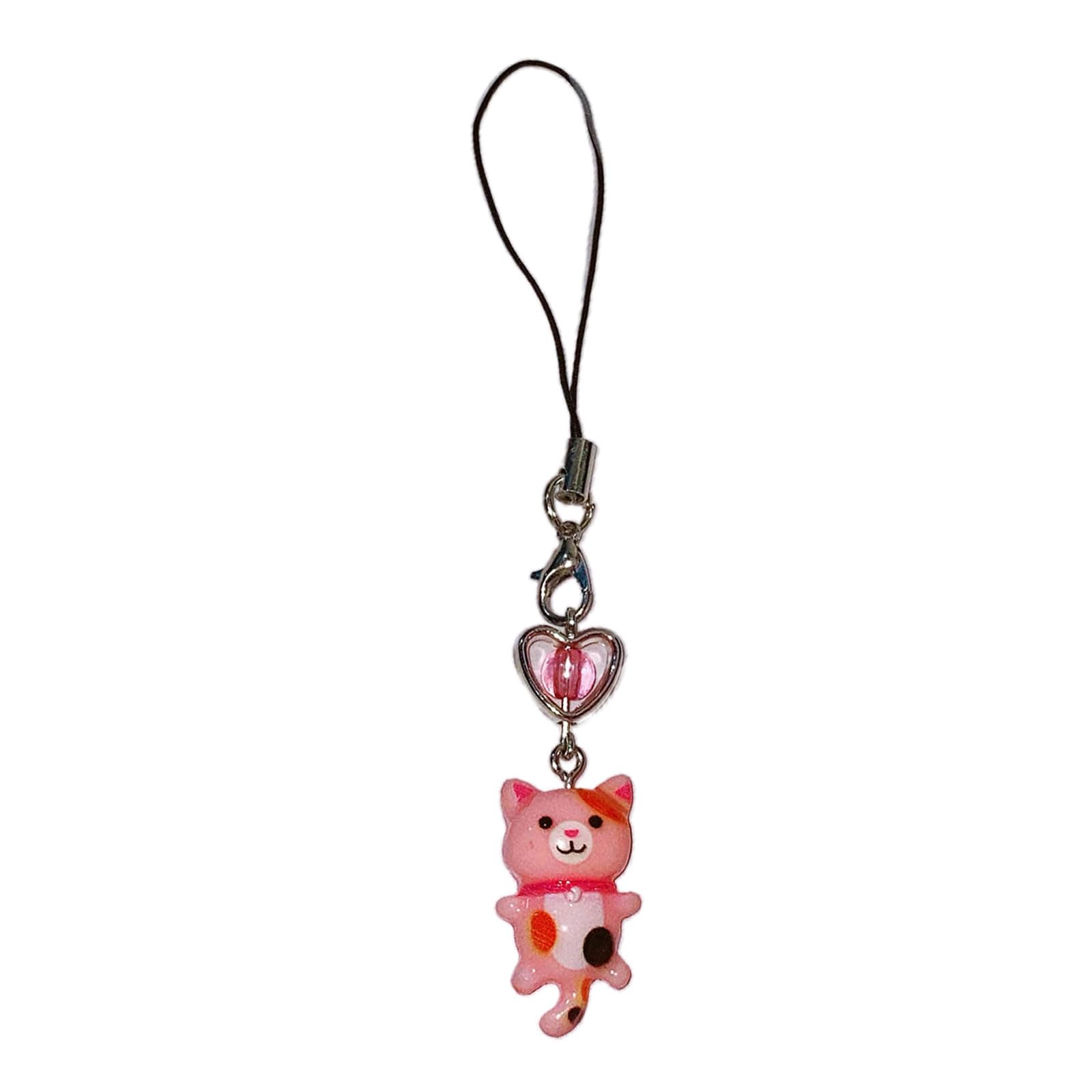 MENGZHIAO Pendant KeychainLovely Cat Pendant Phone Chain Strap Heart Charm Keychain Phone Lanyard Acrylic Keyring Bag Ornament Party Jewelry Gift